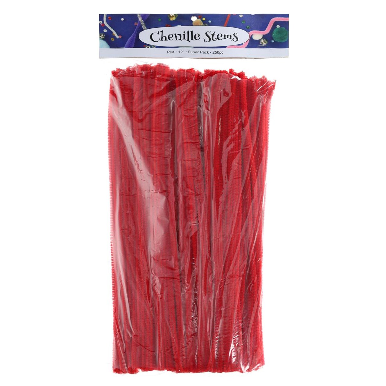 PA Essentials Chenille Stem 12" Super Pack 250pc Red - Versatile Pipe Cleaners for Crafts, DIY Projects, and Decorations - Bright, Flexible Craft Pipe Cleaners